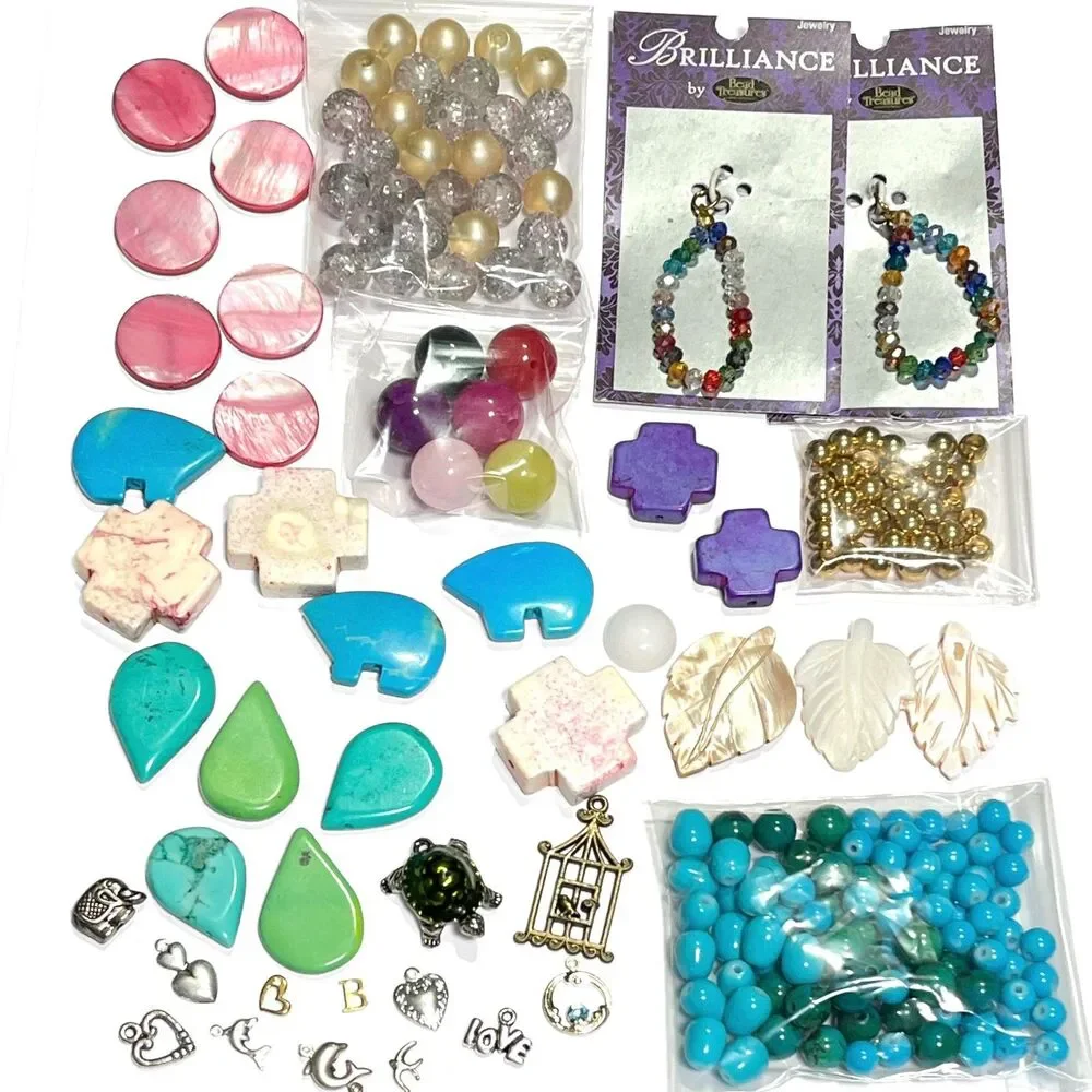 Jewelry Making Supplies Beads Glass Stone Metal Charms Variety Craft Colorful